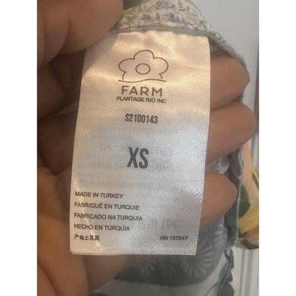 Farm Rio Shirt Womens XS Multicolor Tropical Patchwork Button Front Boho - Picture 4 of 7